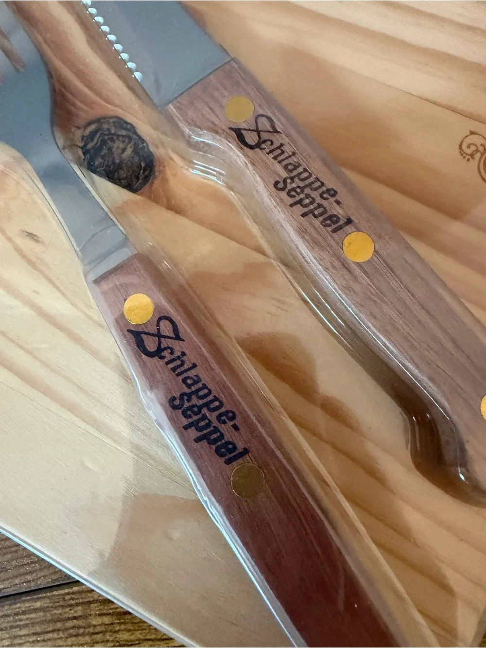 Schlappe Seppel German Brewery Steak Board Knife Fork Set Sealed Advertising NOS